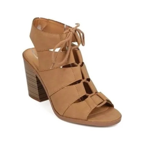 Soda Lace-up Peep-toe Heels 9 - Picture 1 of 9